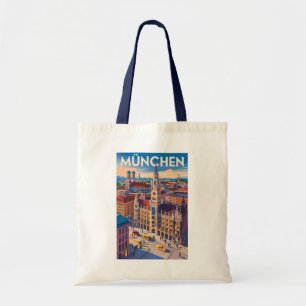 Bolso De Tela Ilustración de Múnich Alemania Arte de Viaje Vinta