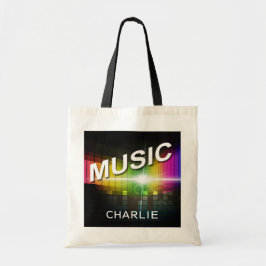 Bolso De Tela Ilustracion de música nombre personalizado tote ba