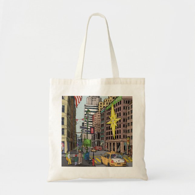Bolso De Tela Ilustracion de Navidades de Manhattan Winter New Y (Frente)