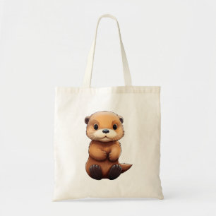 Bolso De Tela Ilustración de nutria de dibujos animados