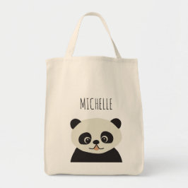 Bolso De Tela Ilustracion de oso panda lindo y personalizado