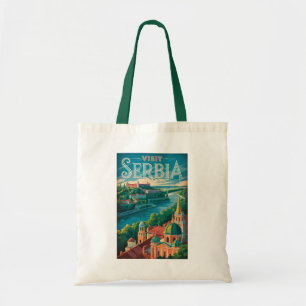 Bolso De Tela Ilustración de paisaje de Serbia Arte de viaje vin