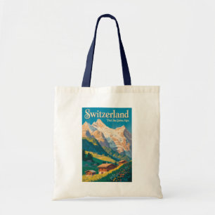 Bolso De Tela Ilustración de paisaje de Suiza Arte de viaje