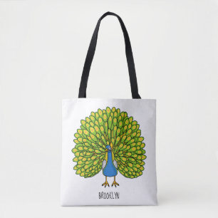 Bolso De Tela Ilustracion de pájaro pavo real