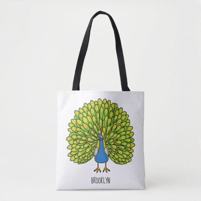 Bolso De Tela Ilustracion de pájaro pavo real (Anverso)