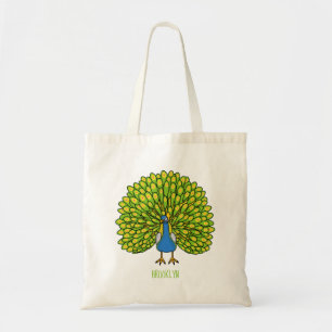 Bolso De Tela Ilustracion de pájaro pavo real