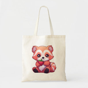 Bolso De Tela Ilustración de panda rojo de dibujos animados