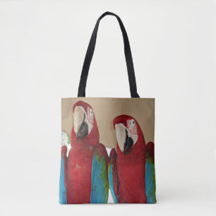 Bolso De Tela Ilustración de pareja de guacamayos escarlata mens