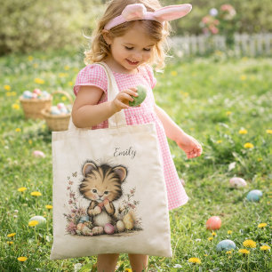 Bolso De Tela Ilustración de Pascua de Tigre Bebé Adorable