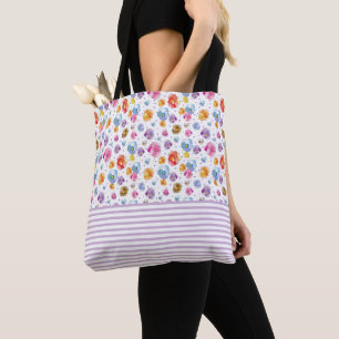 Bolso De Tela Ilustracion de patrón floral acuarela de Pansies