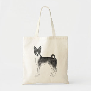 Bolso De Tela Ilustración de perro Basenji lindo en blanco y neg