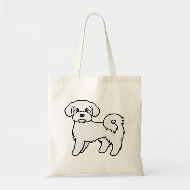 Bolso De Tela Ilustracion de perro de dibujos animados malteses (Frente)