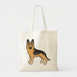 Bolso De Tela Ilustracion De Perro De Pastor Negro Y Tan Alemán