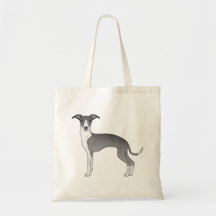 Bolso De Tela Ilustración de perro galgo italiano azul y blanco