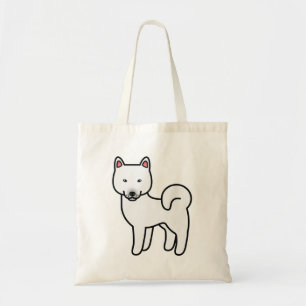 Bolso De Tela Ilustración de perro Shiba Inu blanco de dibujos a