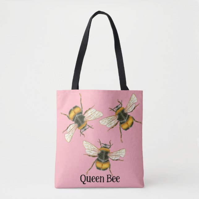 Bolso De Tela Ilustracion de Personalizable Queen Bee Bumblee Be (Anverso)
