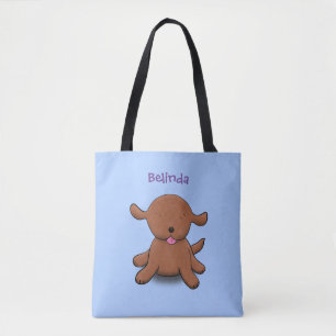 Bolso De Tela Ilustracion de personalizado azul de cachorro aleg