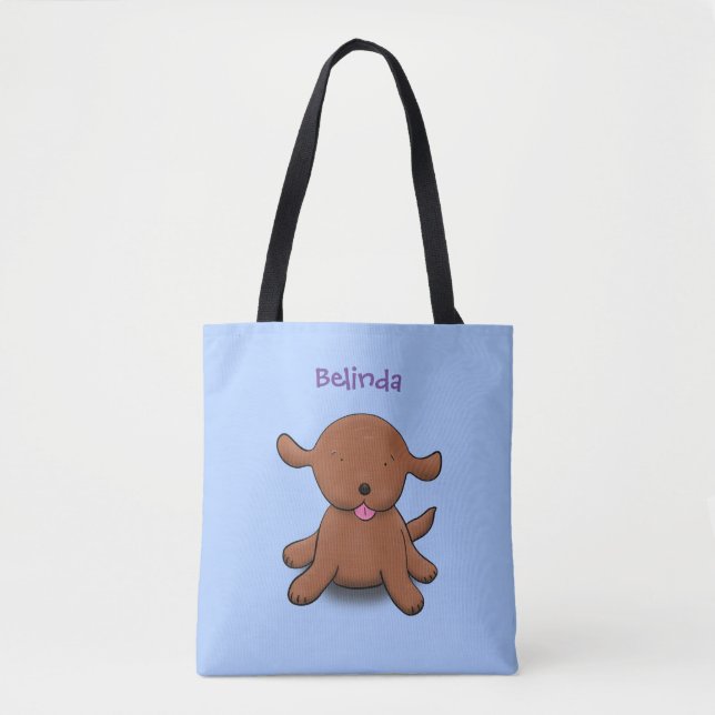 Bolso De Tela Ilustracion de personalizado azul de cachorro aleg (Anverso)