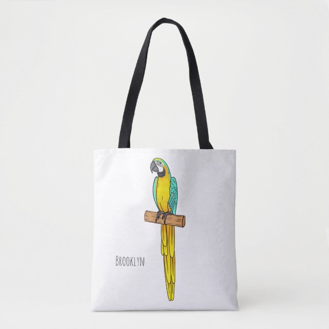 Bolso De Tela Ilustracion de personalizado de aves de macao azul (Anverso)