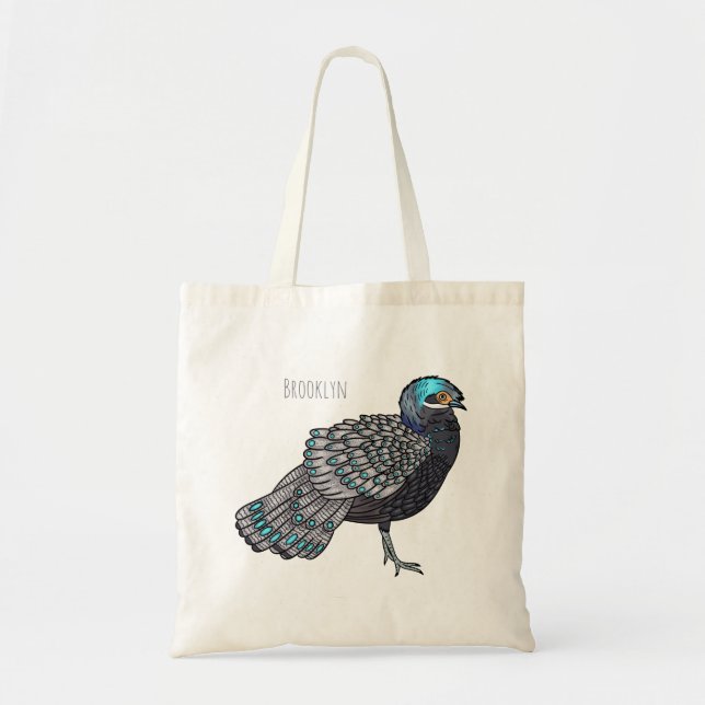 Bolso De Tela Ilustracion de personalizado de aves de pavo real  (Frente)