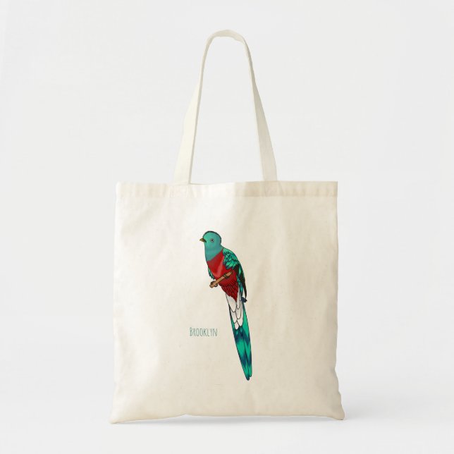 Bolso De Tela Ilustracion de personalizado de aves quetzales res (Frente)