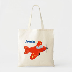 Bolso De Tela ilustracion de personalizado de avión rojo y blan