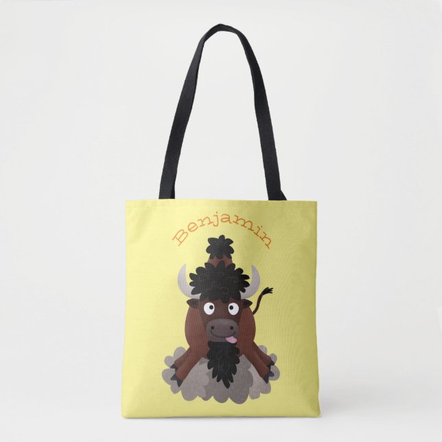 Bolso De Tela Ilustracion de personalizado de bisontes búfalos d (Anverso)