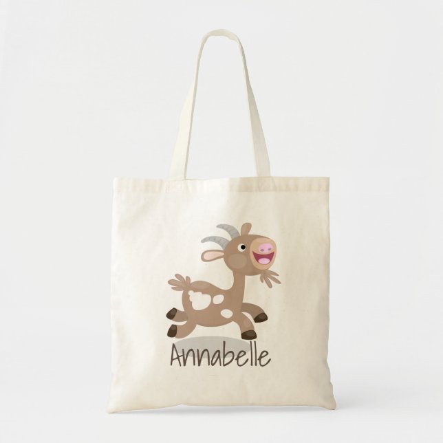 Bolso De Tela Ilustracion de personalizado de cabra alegre (Frente)