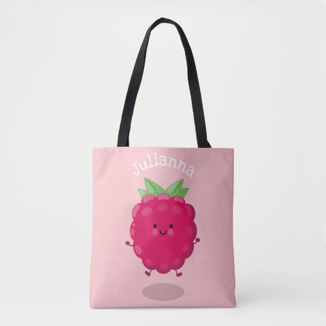 Bolso De Tela Ilustracion de personalizado de frambuesa alegre (Anverso)