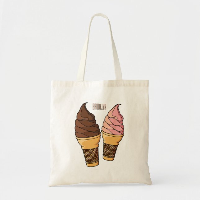 Bolso De Tela Ilustracion de personalizado de helado de cono (Frente)