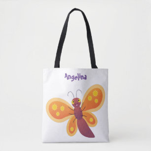 Bolso De Tela Ilustracion de personalizado de mariposa naranja f
