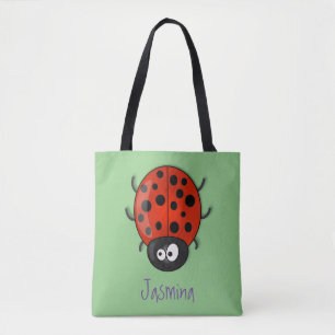 Bolso De Tela Ilustracion de personalizado de mariquita roja fel