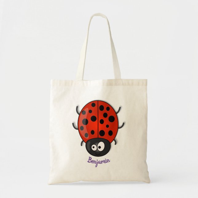 Bolso De Tela Ilustracion de personalizado de mariquita roja fel (Frente)