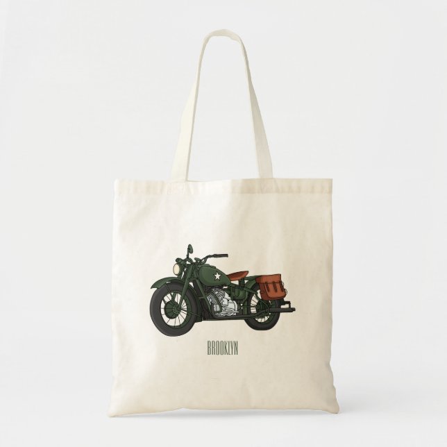 Bolso De Tela Ilustracion de personalizado de motocicleta de cru (Frente)