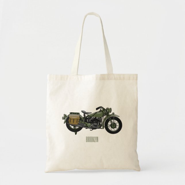 Bolso De Tela Ilustracion de personalizado de motocicleta de cru (Frente)