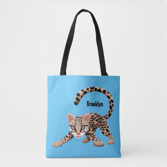 Bolso De Tela Ilustracion de personalizado de ocelot de Cute (Anverso)