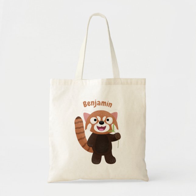 Bolso De Tela Ilustracion de personalizado de panda rojo (Frente)