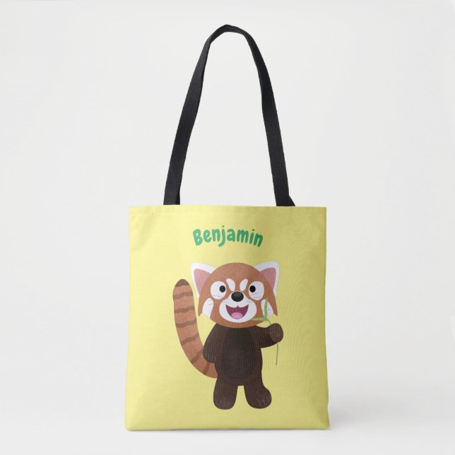 Bolso De Tela Ilustracion de personalizado de panda rojo (Anverso)