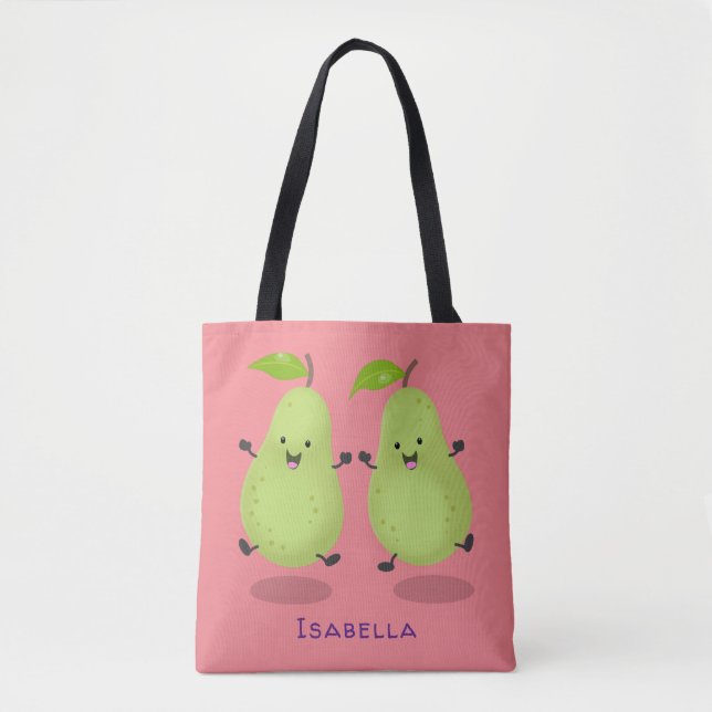 Bolso De Tela Ilustracion de personalizado de par de pera cúpula (Anverso)
