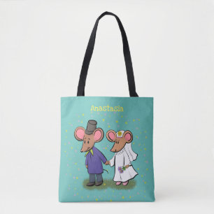 Bolso De Tela Ilustracion de personalizado de pareja de ratones