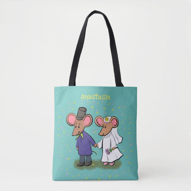 Bolso De Tela Ilustracion de personalizado de pareja de ratones (Anverso)