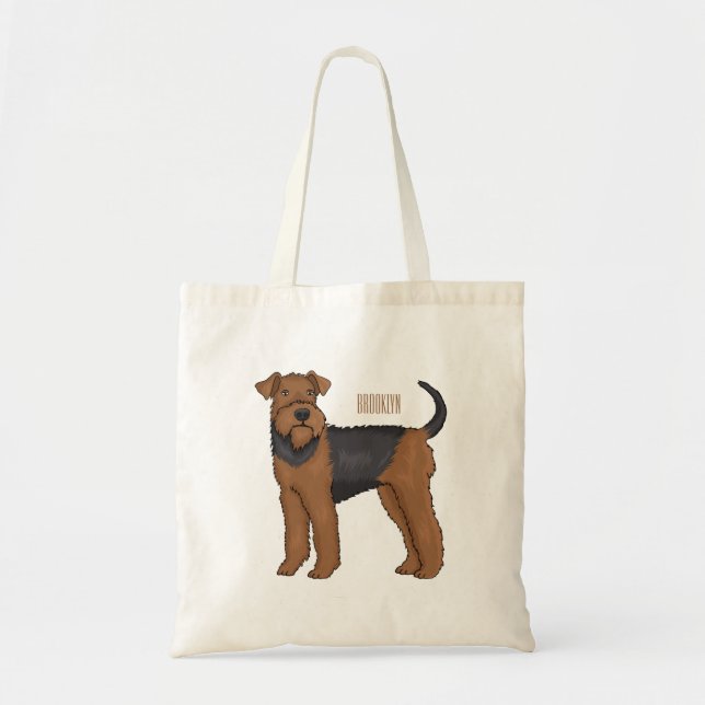 Bolso De Tela Ilustracion de personalizado de perro Airedale ter (Frente)