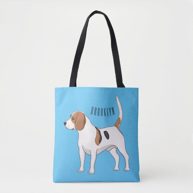 Bolso De Tela Ilustracion de personalizado de perro Beagle (Anverso)