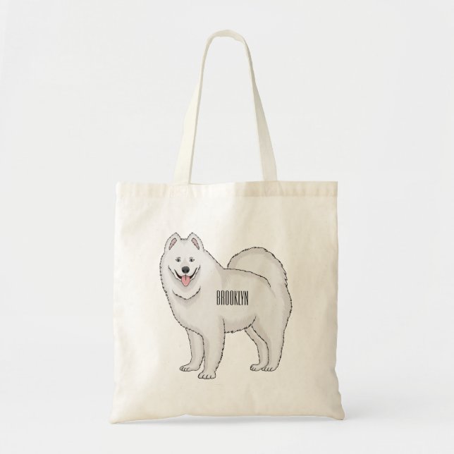 Bolso De Tela Ilustracion de personalizado de perro de Samoyed (Frente)