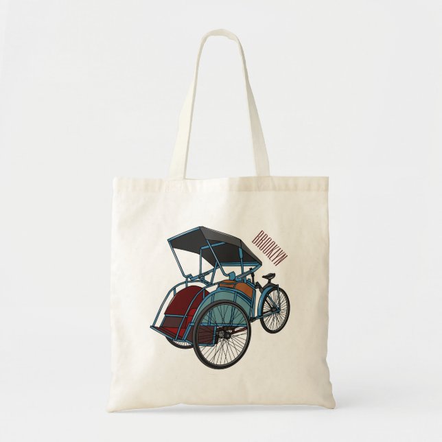 Bolso De Tela Ilustracion de personalizado de rickshaw en bicicl (Frente)
