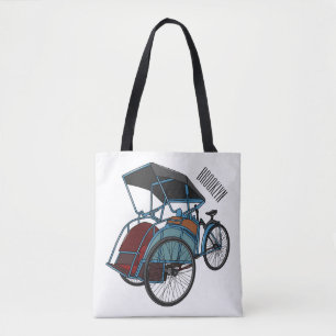 Bolso De Tela Ilustracion de personalizado de rickshaw en bicicl