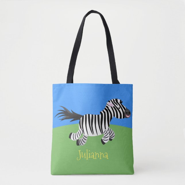 Bolso De Tela Ilustracion de personalizado de zebra graciosa (Anverso)