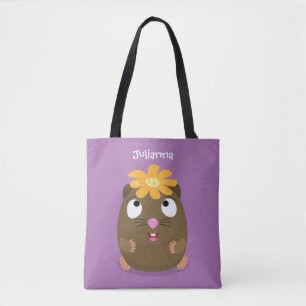 Bolso De Tela Ilustracion de personalizado feliz de conejillo de