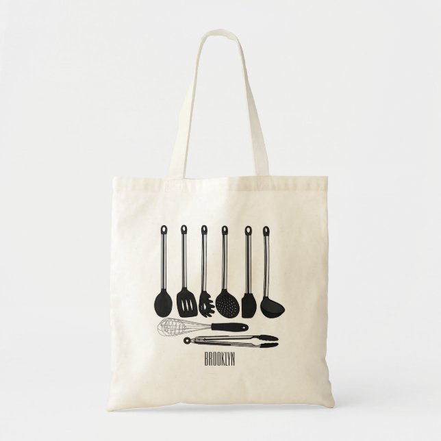Bolso De Tela Ilustracion de personalizados utensiales de cocina (Frente)