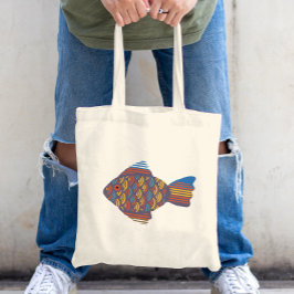 Bolso De Tela Ilustracion De Pescado En Los Colores Naturales De